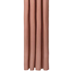 Chambray Shower Curtain in brown clay, hanging in soft folds