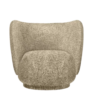Rico Swivel Lounge Chair in Poppy Velvet butter/black with speckled pattern