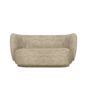 Rico Sofa 2-seater in Poppy Velvet butter/black with rounded arms
