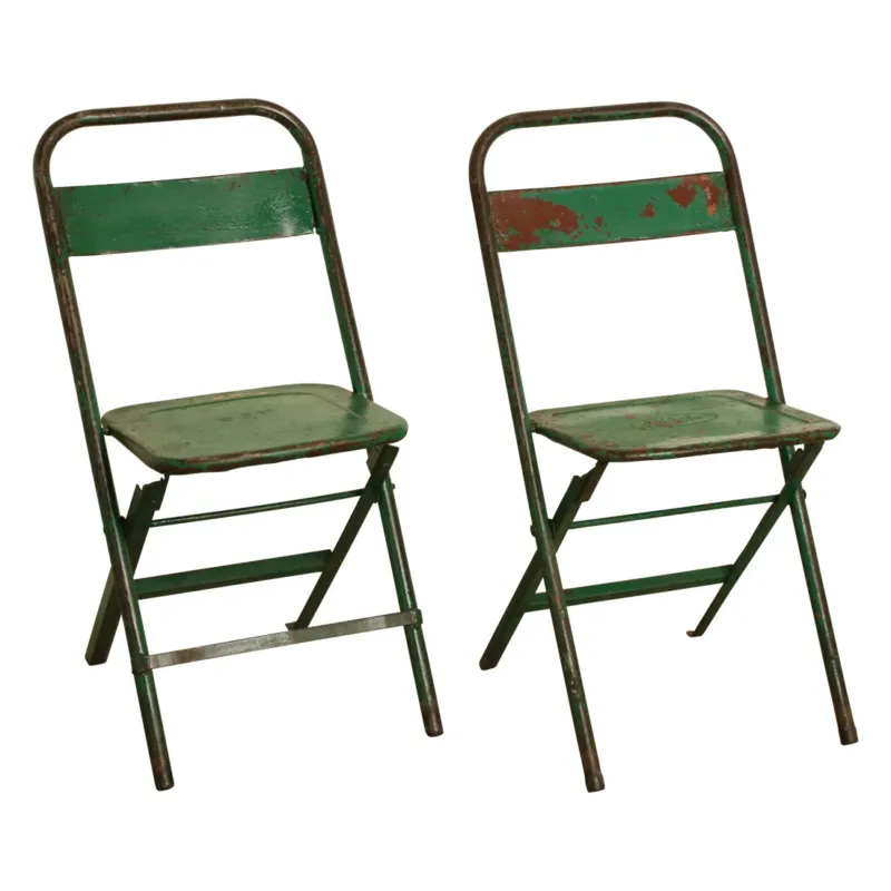 Klappbarer Bistrostuhl Original Vintage Grün aus Eisen | STUFF Loft