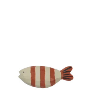 Harbour Hook Fish Stripe in baked clay and light celedon, carved striped fish