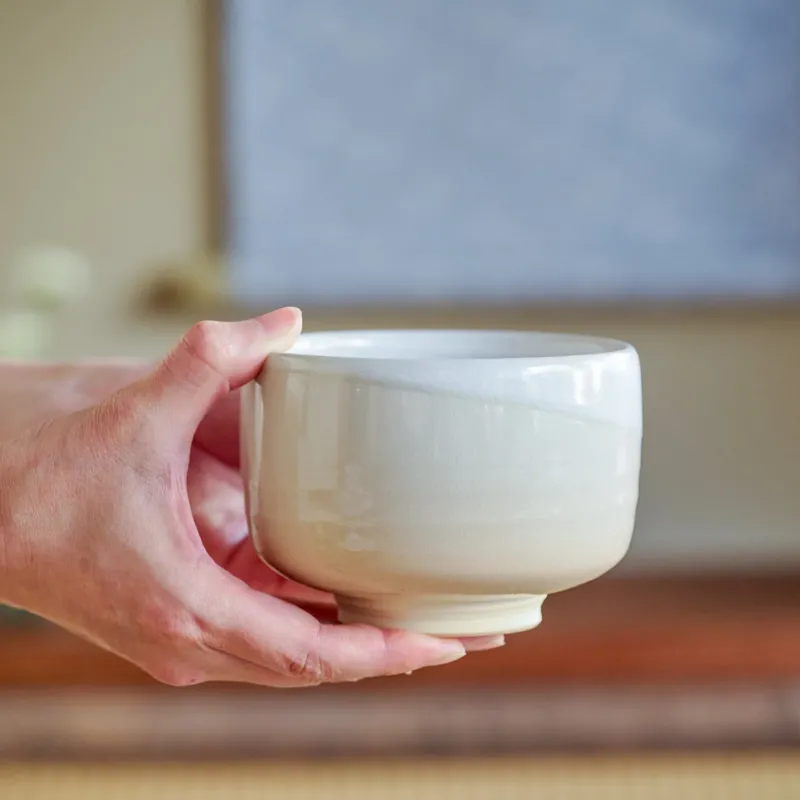 White Cream Gradient Matcha Bowl