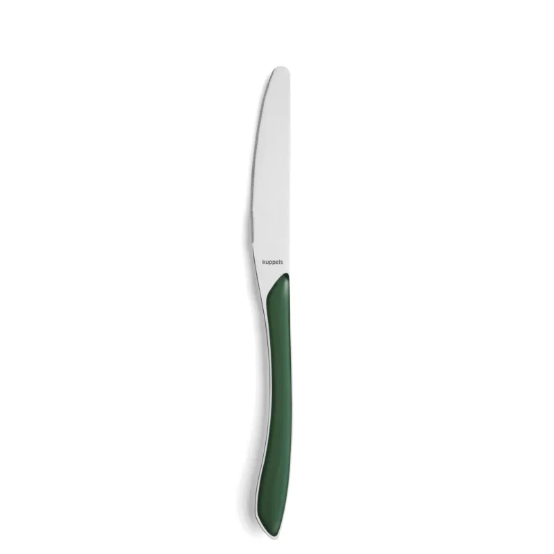 24-teiliges Kuppels PRISMA Besteckset in mattiertem tannengrünen Design, inklusive Messer, Gabel, Löffel und Teelöffel.