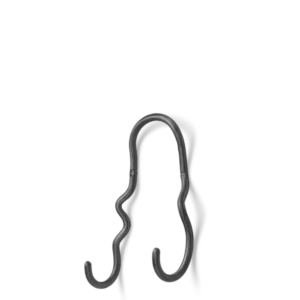 Curvature Double Hook in black brass with curved arms and two upturned hooks