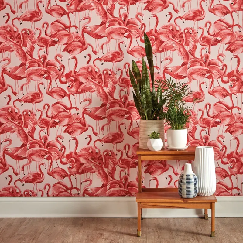 Flamingo 5.5 yds. Peel and Stick Wallpaper
