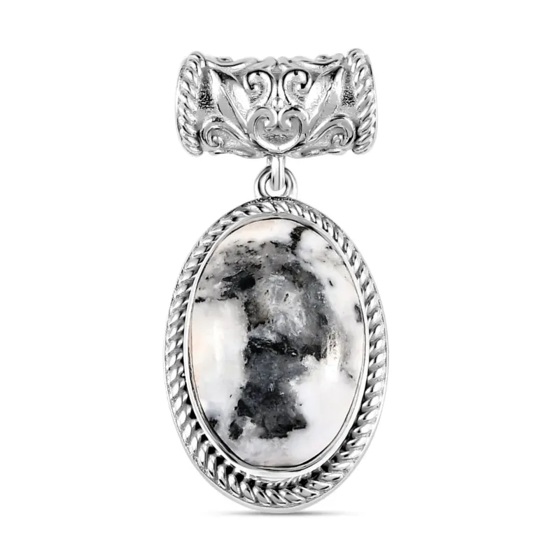 Weißer Büffel Anhänger 925 Silber platiniert ca. 8.64 ct