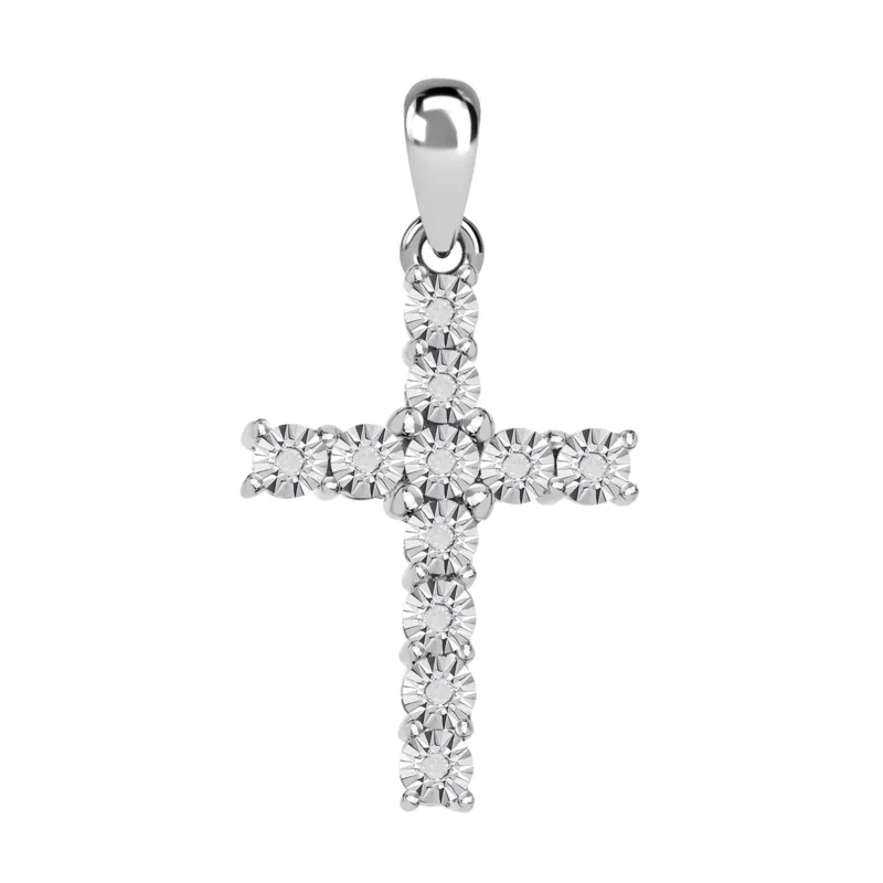 Weißer Diamant Anhänger 925 Silber platiniert ca. 0.05 ct