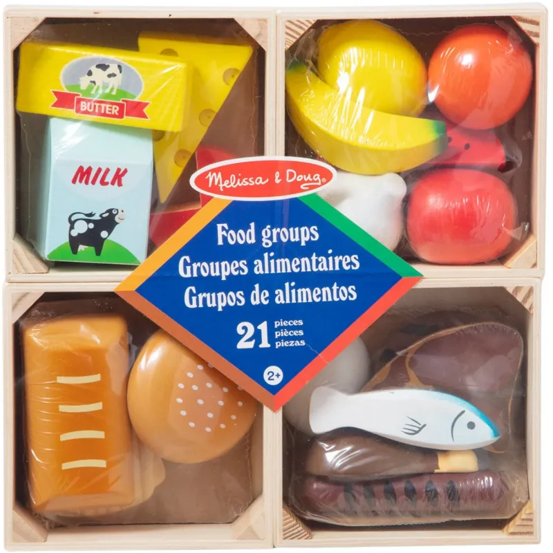Melissa & Doug Multifarvet Wooden Food Playset Food Groups