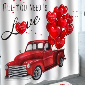 All You Need Is Love Heart Balloons Truck Shower Curtains