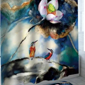 Art Painting Hummingbird and Lotus Flower