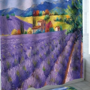 Art Painting Purple Lavender Farm Shower Curtain