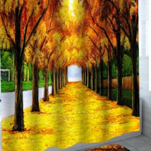 Autumn Shower Curtain with Fall Tree Avenue Painting