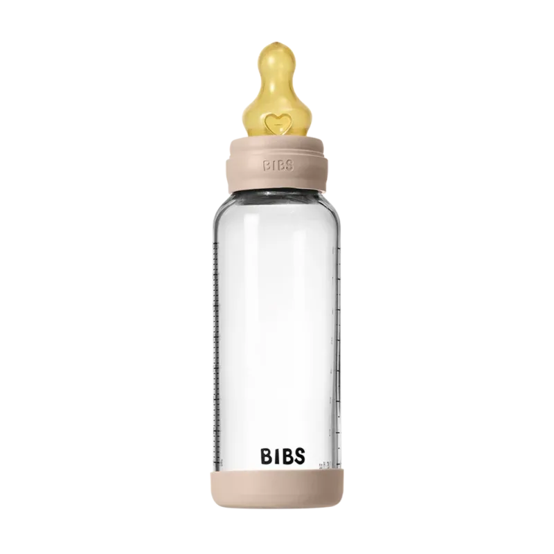 Baby Glass Bottle Set 240ml Latex - Blush - BIBS