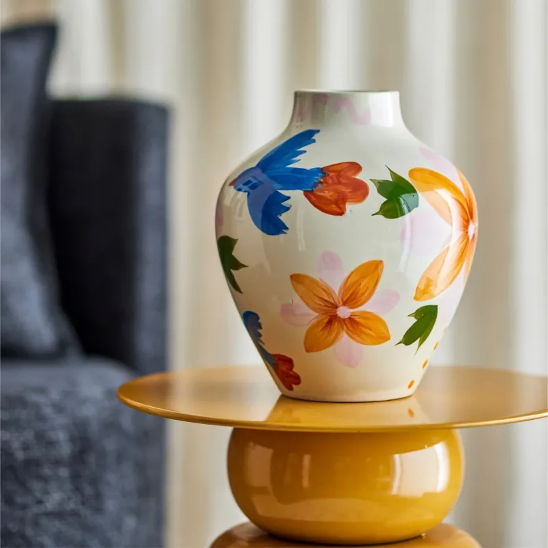 Steingutvase mit Motiv - Bloomingville