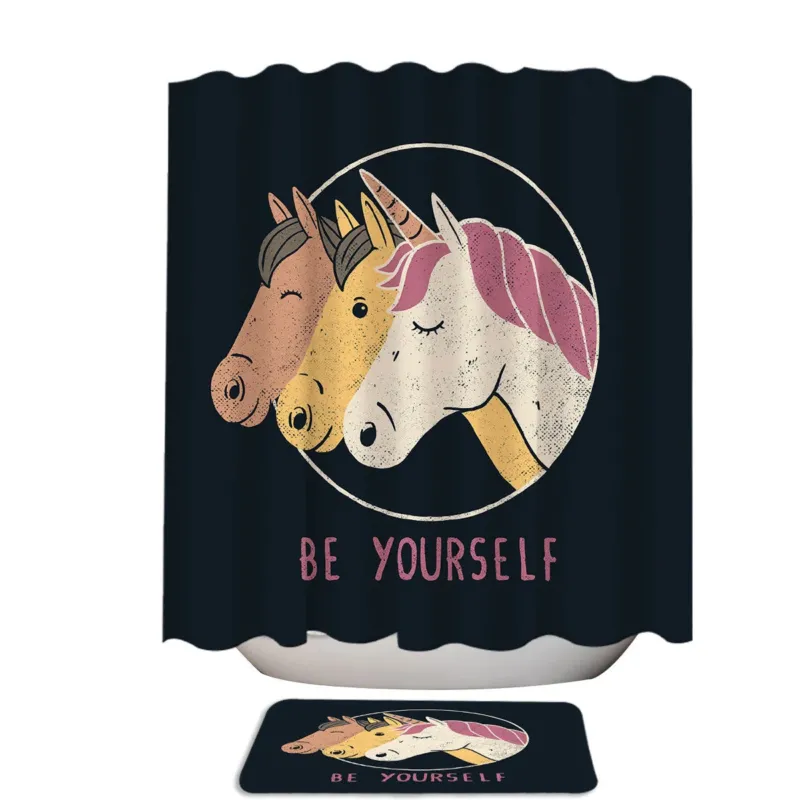 Be Yourself Horses and Unicorn Shower Curtain