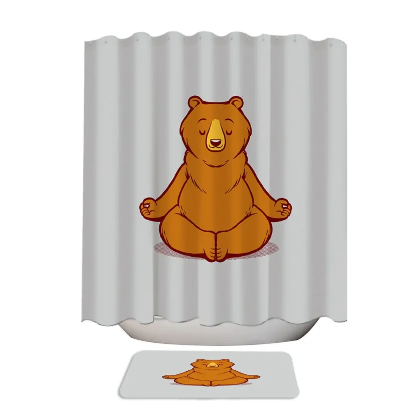Bear Animals Meditation Zen Buddhism Shower Curtain