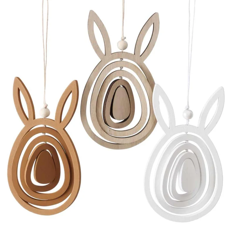 Boltze - Dekoanhänger Holz Osterhase zum Aufhängen