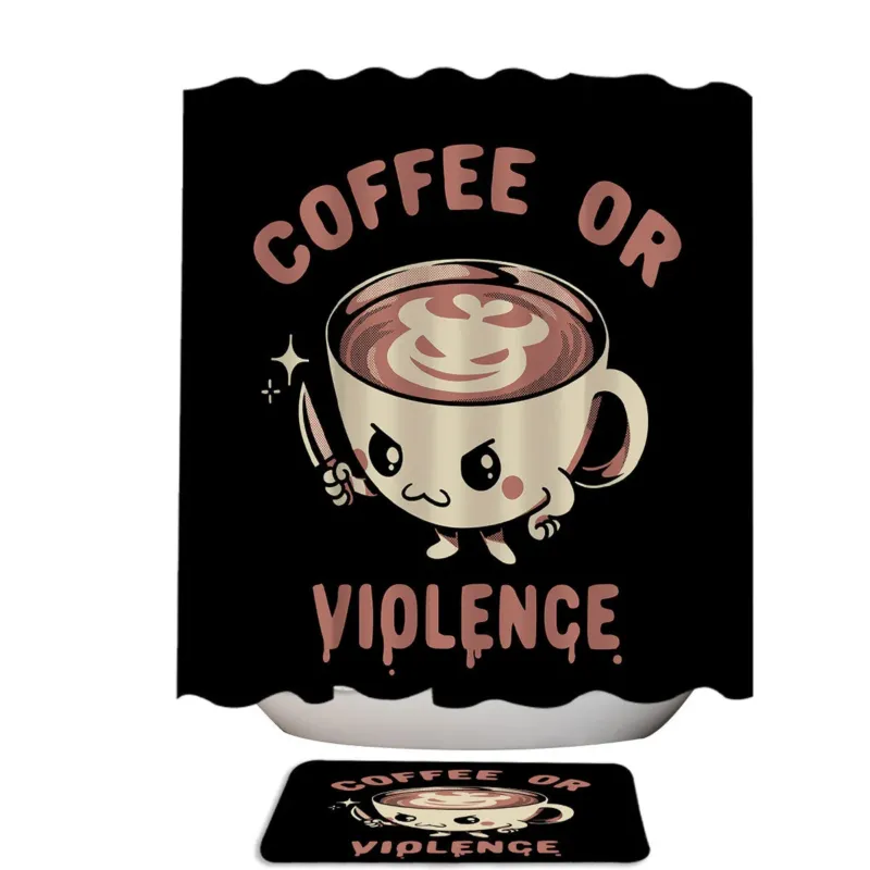 Cool Quote Coffee Lovers Coffee or Violence Shower Curtain