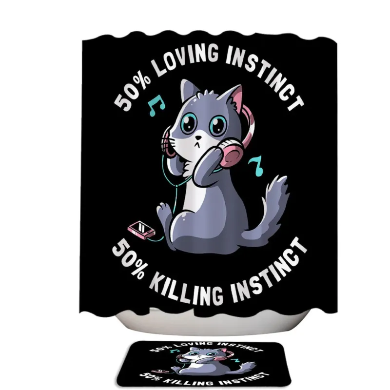 Cool Quote Music Loving Cat Shower Curtain