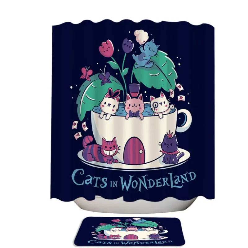 Cool for Kids Alice's Cats' Tea Party Shower Curtain