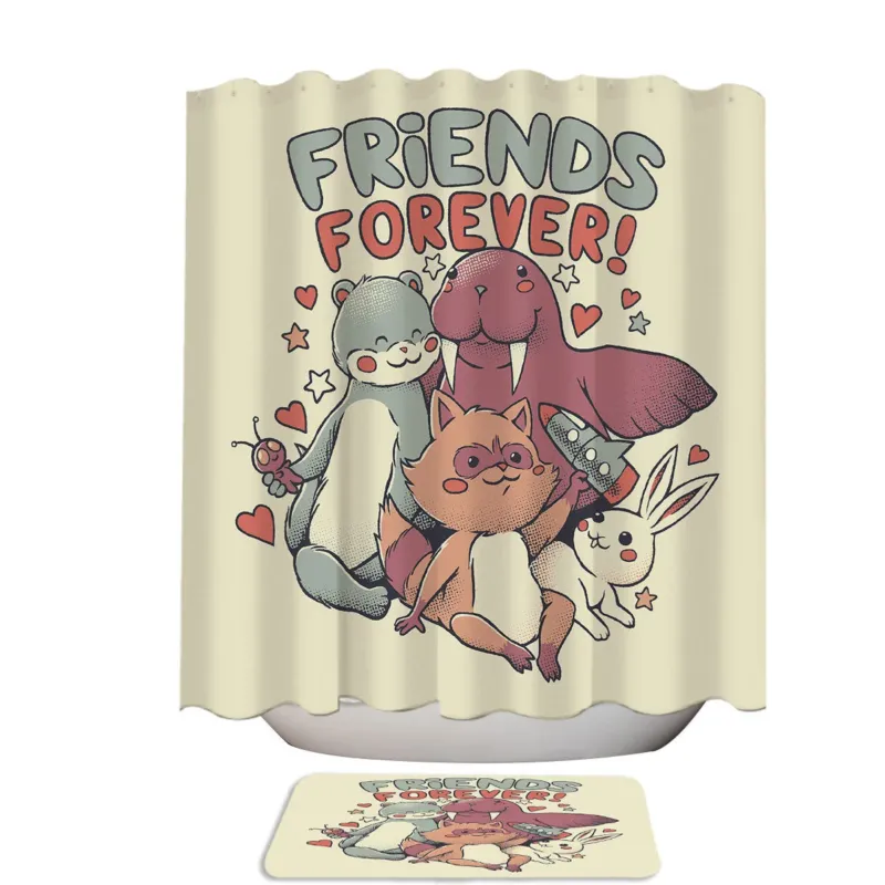 Cute Children Design Animals Best Friends Forever Shower Curtain