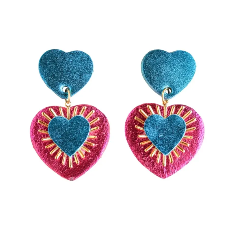 Damen Ohrringe 'Ex-Voto' metallic blau/fuchsia