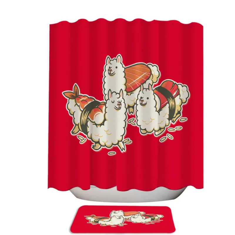 Funny Animal Alpaca Sushi Shower Curtain