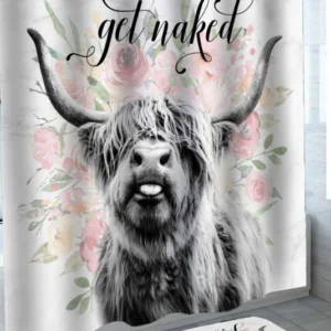Funny Cool Shower Curtains Floral Shaggy Yak Get Naked