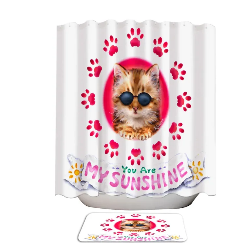 Funny Sunglasses Cat Quote and Paws Shower Curtain
