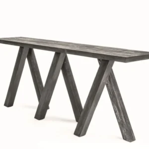 Gommaire Konsole Christo aus recyceltem Teakholz in Fume mit X-Gestell
