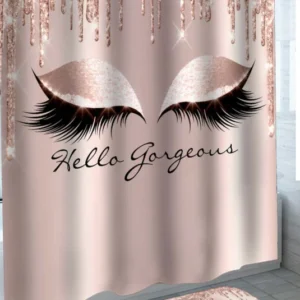 Girls Shower Curtain Hello Gorgeous Cool Girls Glittering Eyelashes