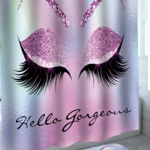 Hello Gorgeous Cool Girls Purple Eyelashes Shower Curtain