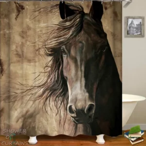 Horse Shower Curtain - Noble Black Horse