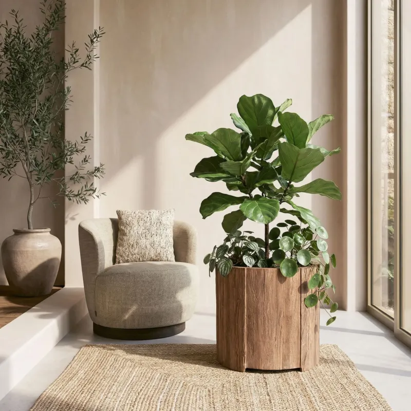 Großer Holz Übertopf für Wohnzimmer Pflanzen | Gommaire bei STUFF Shop kaufen