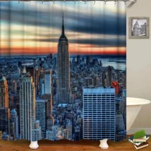 New York City Shower Curtains with Empire State Building at Sunset