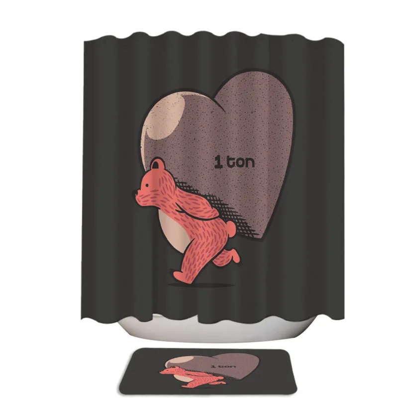 One Ton Heart Bear My Love Shower Curtain