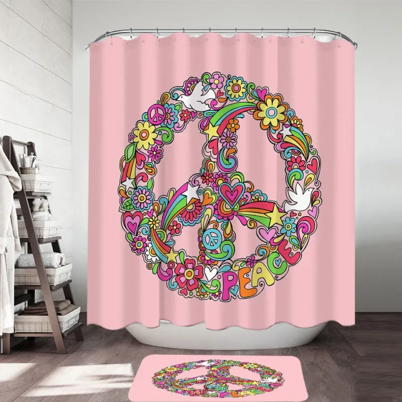 Rainbow Colors Shower Curtains Peace