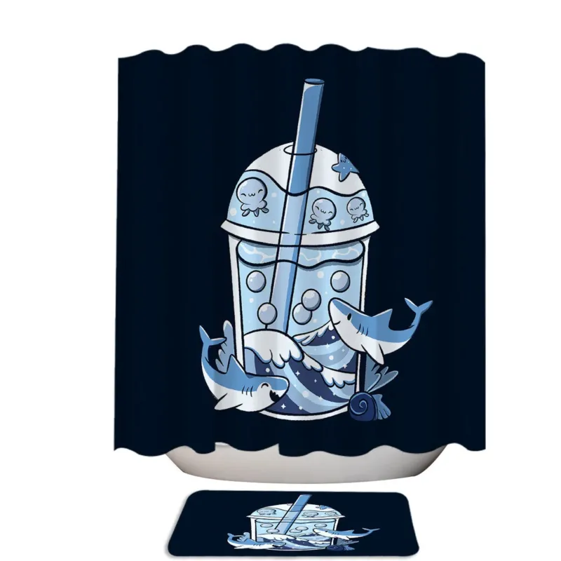 Sharks Bubble Sea Funny Drink Shower Curtain