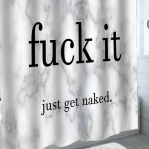 Shower Curtains for Mens Bathroom Funny and Cool Just Get Naked Marble