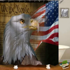Shower Curtains with American Eagle and USA Flag
