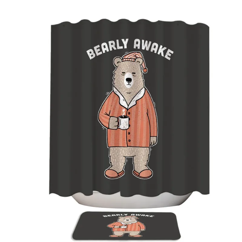 Sleepy Bear Bearly Awake Shower Curtain