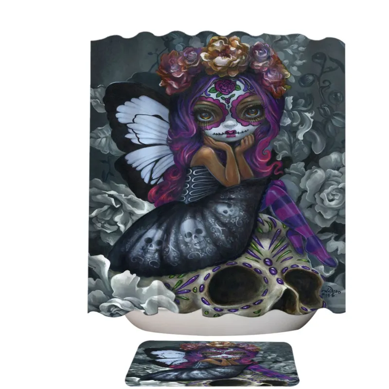 Soulful Spirits Day of the Dead Shower Curtains Girl and Skulls