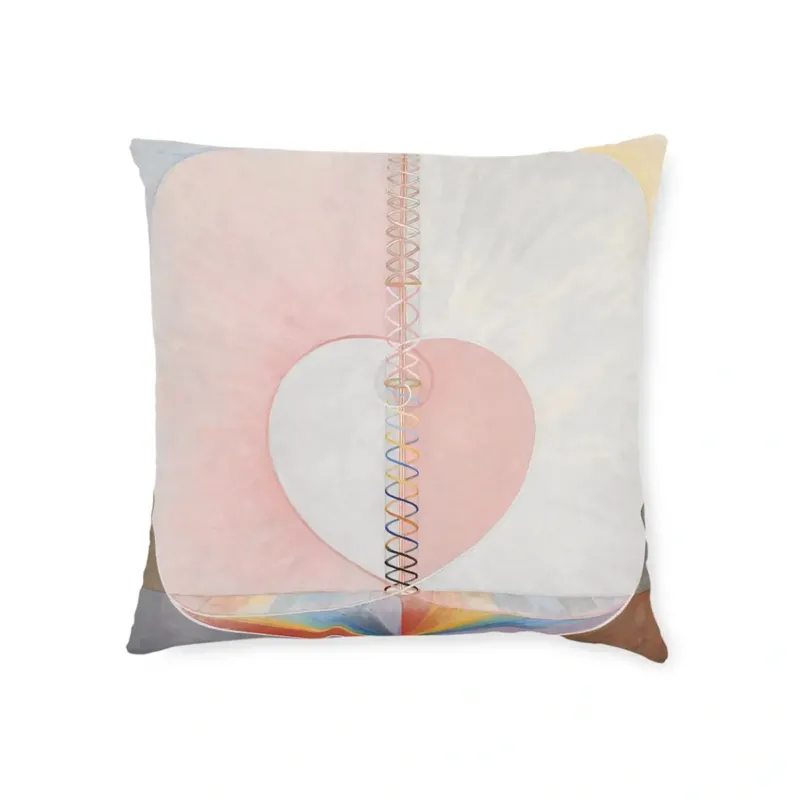 The Dove No 1 pillow inspired by Hilma af Klint abstract artwork on clean background
