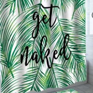 Tropical Green Leaves Get Naked Shower Curtain