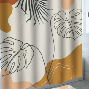 Tropical Monstera Mid Century Shower Curtain