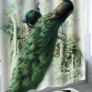 Two Stunning Peacocks Shower Curtain