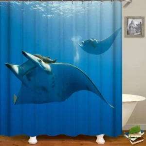 Wild Fish Giant Oceanic Manta Ray Shower Curtain