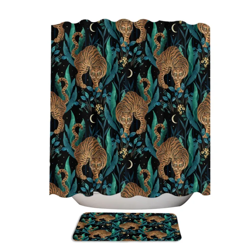 Year of Tiger and Leaves Shower Curtain
