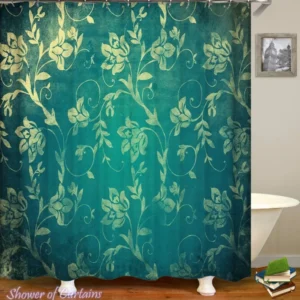 Yellow Flowers Over The Turquoise Shower Curtain
