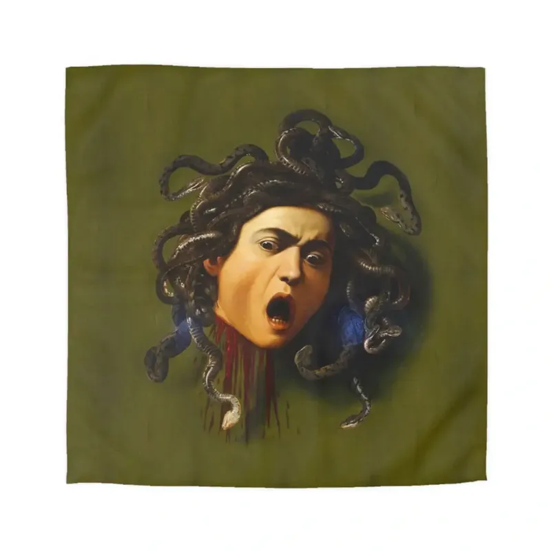 Caravaggio Medusa Duvet Cover Set - Baroque Mythology Chiaroscuro Gorgon Terror Art Bedding - Duvet Covers